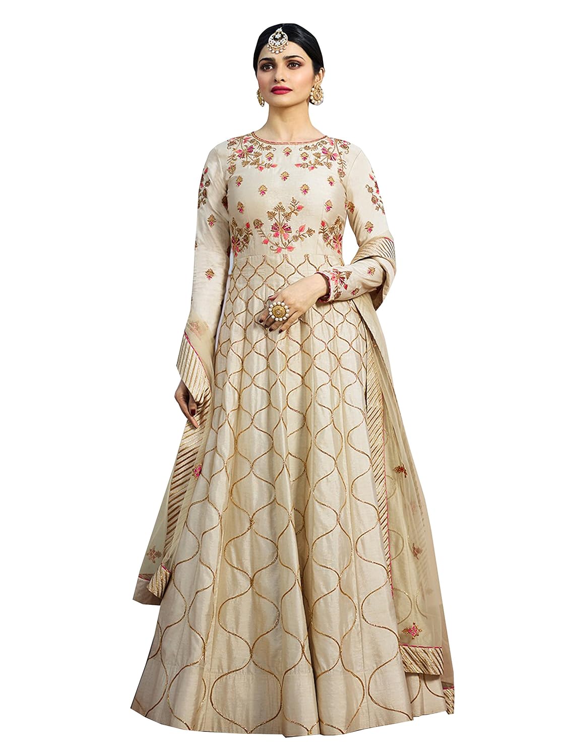 amiira women's silk anarkali gown