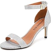 MAIERNISI JESSI Unisex Men's Women's Ankle Strap Heeled Sandals, Open Toe, Buckle Closure, Kitten High Heel