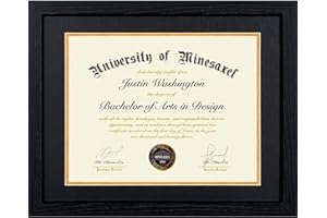 Minesaxel 11x14 Diploma Frame with 8.5 x 11 Black Mat Fits Certificate Document, 8.5x11 Degree Frame for Wall or Tabletop Display