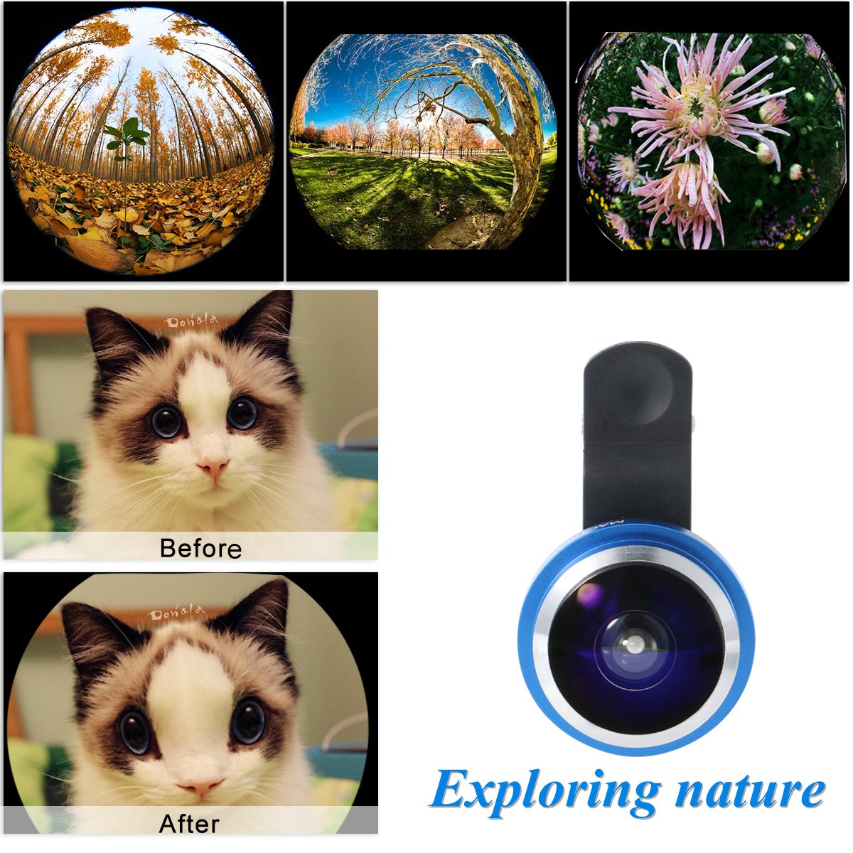 Mactrem 235° Fisheye Smartphone Lens, Works with Most Smartphones, for iPhone 7/7 Plus/6/6s/6s Plus/5/5s/4/SE/Samsung S7 S6 S5 HTC Huawei