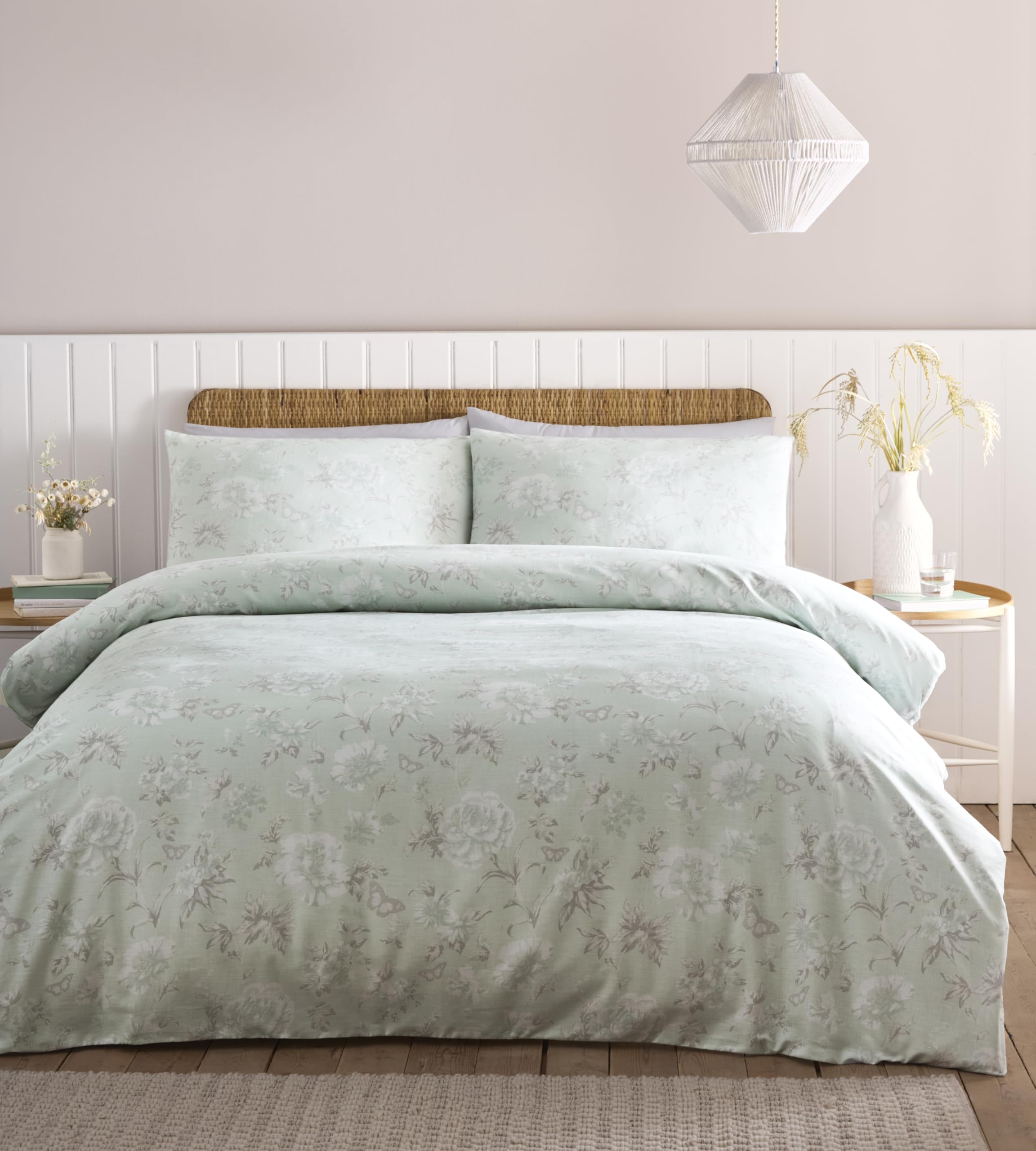 Charlotte Thomas Soft Floral Mia Duvet Cover Set in Duck Egg Superking Bed Size