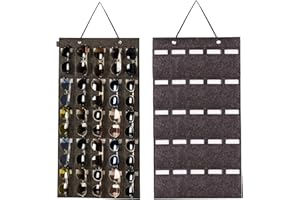 RZMAYIS Sunglasses Organizer Storage Wall Mounted Hanging Sunglasses Organiser 25 Slots Glasses Storage Organizer Holder (Dark-Grey Large)