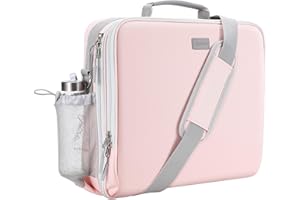 Mesilee Zipper Binder, 3 Inch D-Ring 3 Ring with Water Bottle Holder,700 Sheet Capacity-Multiple Pockets,Binder with Strap for School/Office, Fit for 13" Tablet/Laptop,Patent Design-Pink