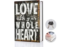 wishacc Real Pages Portable Secret Safe with Key Lock - Hollowed Out Book with Hidden Secret Compartment for Jewelry, Money and Cash