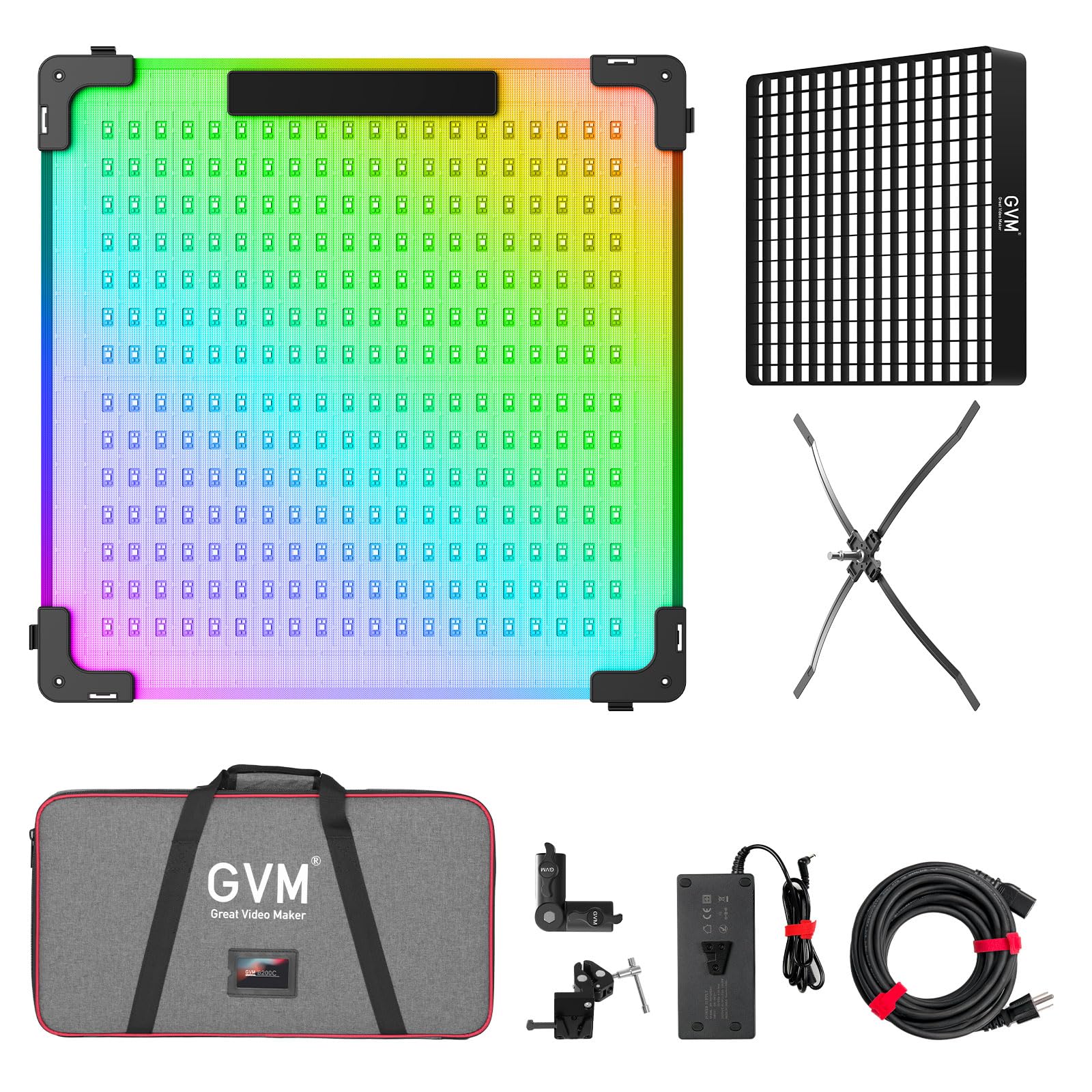 Photo 1 of GVM 200W Flexible Led Panel Light Mat with Bluetooth Control, RGB Video Light with Softbox, 2000K-10000K Foldable Photography Light, 16 Kinds Lighting Scene, 1400pcs Led Beads, 23.62 * 23.62 inch