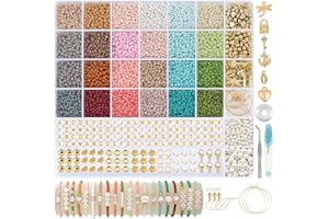TEXGIZRLY 3mm Seed Beads for Bracelets Making, Friendship Bracelet Making Kit for Girls, 24 Colors Bead Bracelet Kit, Beads for Jewelry Making Kit, DIY, Arts, Crafts Gifts Age 6-12 (3MM-B)
