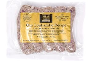 MEAT CRAFTERS MeatCrafters Loukaniko Greek Pork Sausage, Minimally Processed Natural Pork Meat Sausages, No Artificial Ingredients, Gluten-Free, 13.7oz (4 Pack, 20 Total Links)