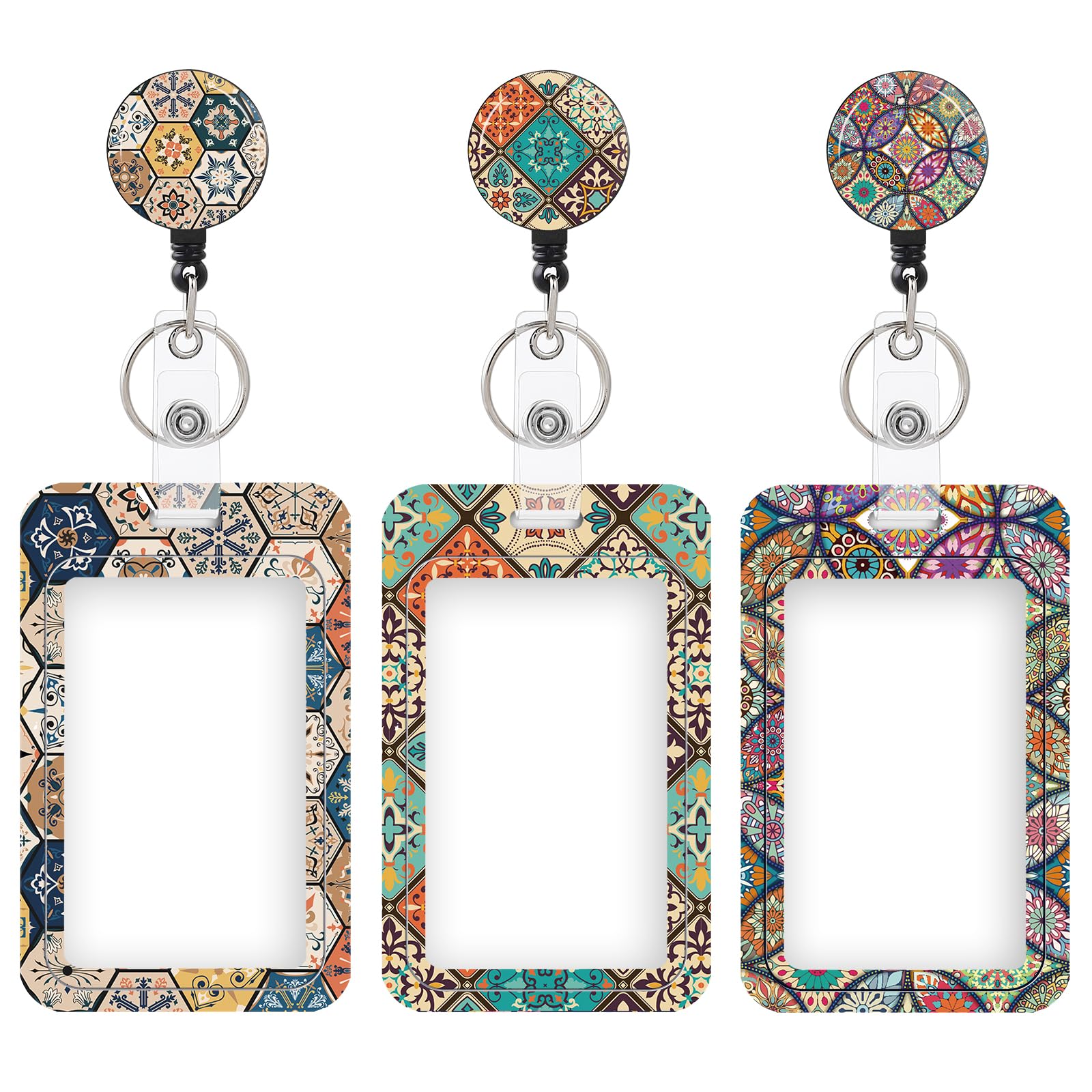 Photo 1 of 3 Set Heavy Duty Badge Holder with Retractable Reel,ID Badge Holder Key Card Work Badge Clip for Nurse Teacher Student Office Women Men