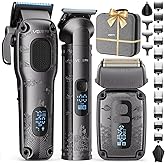 Vgrpro Hair Clippers & Trimmers Set for Men Professional, Waterproof Electric Razor Foil Shaver for Men Face Beard, Cordless for Hair Cutting, 4-Speed Setting, LED Battery Display, Barber or Home Use