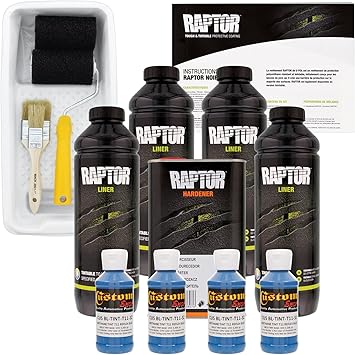 Amazon.com: U-POL Raptor Reflex Blue Urethane Spray-On Truck Bed Liner Kit w/Free Roller, Tray \u0026 Brush, 4 Liters: Automotive
