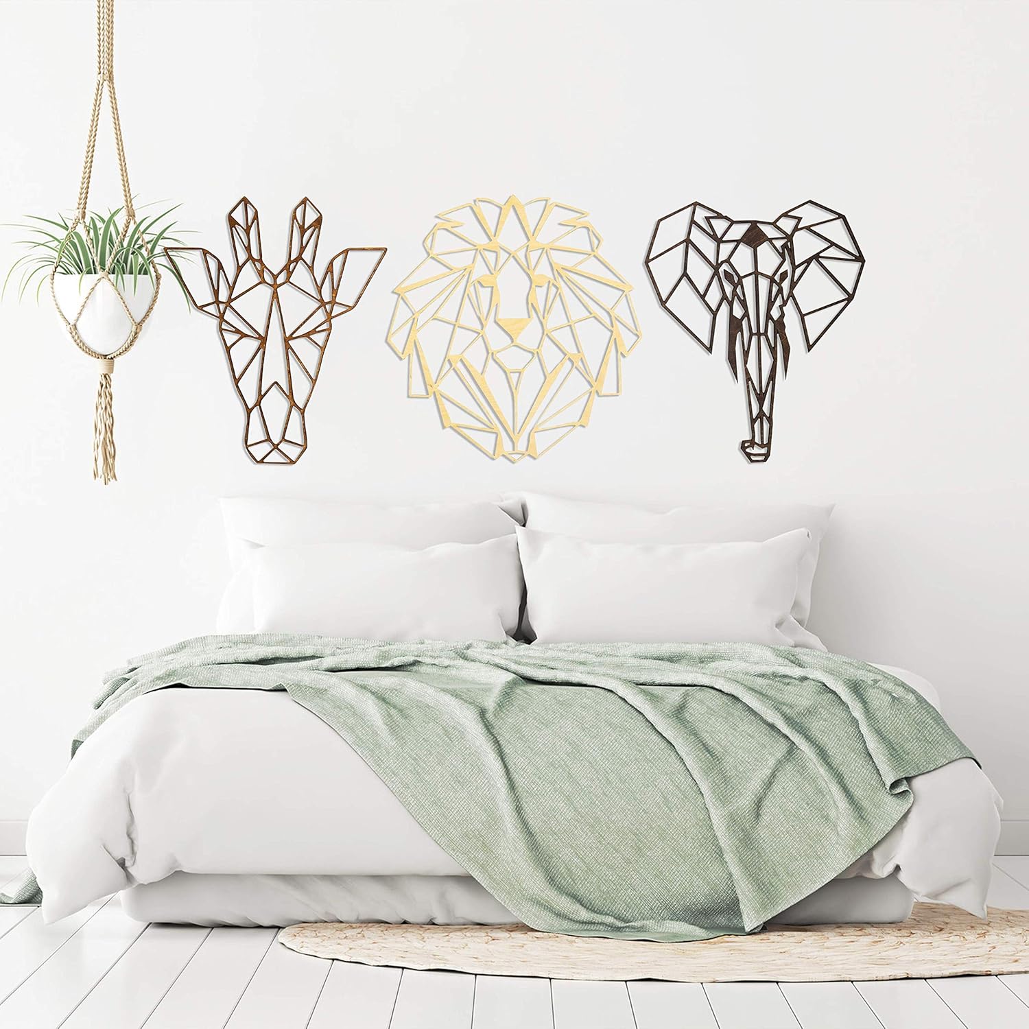 Safari Wall Decor Art Wooden Geometric Set Home Nursery