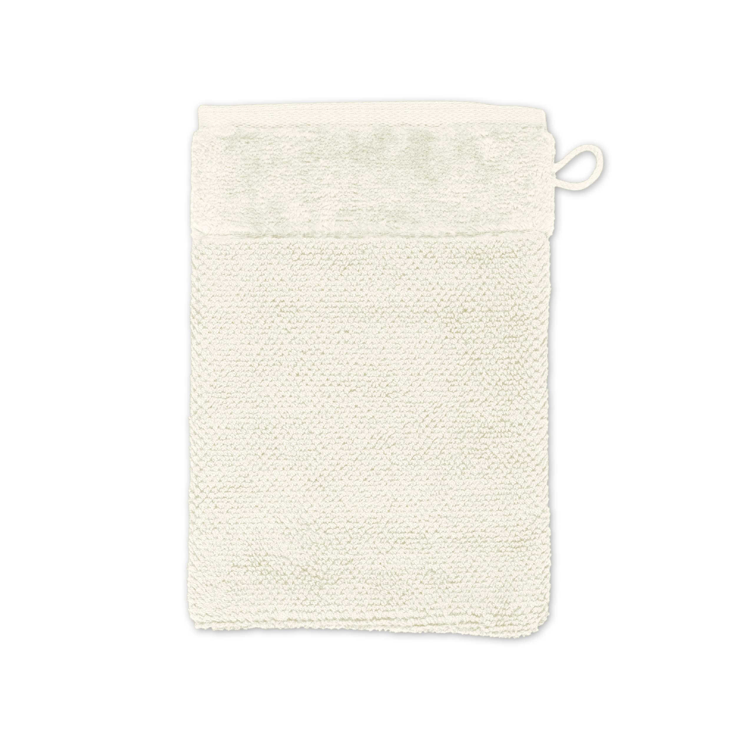 Möve Bamboo Luxe wash glove 15 x 20 cm made of 60% cotton / 40% viscose from bamboo cellulose, ivory
