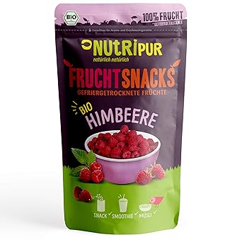 BIO Himbeeren gefriergetrocknet 25g I Ganze getrocknete Himbeeren ungezuckert I 100% Frucht, voller Geschmack