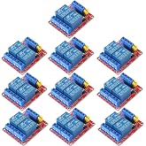 hiBCTR 10-Pack DC 12V 2-Channel Relay Module, Optocoupler Isolated | High and low level trigger jumper, fault-tolerant design, terminal wiring for direct connection