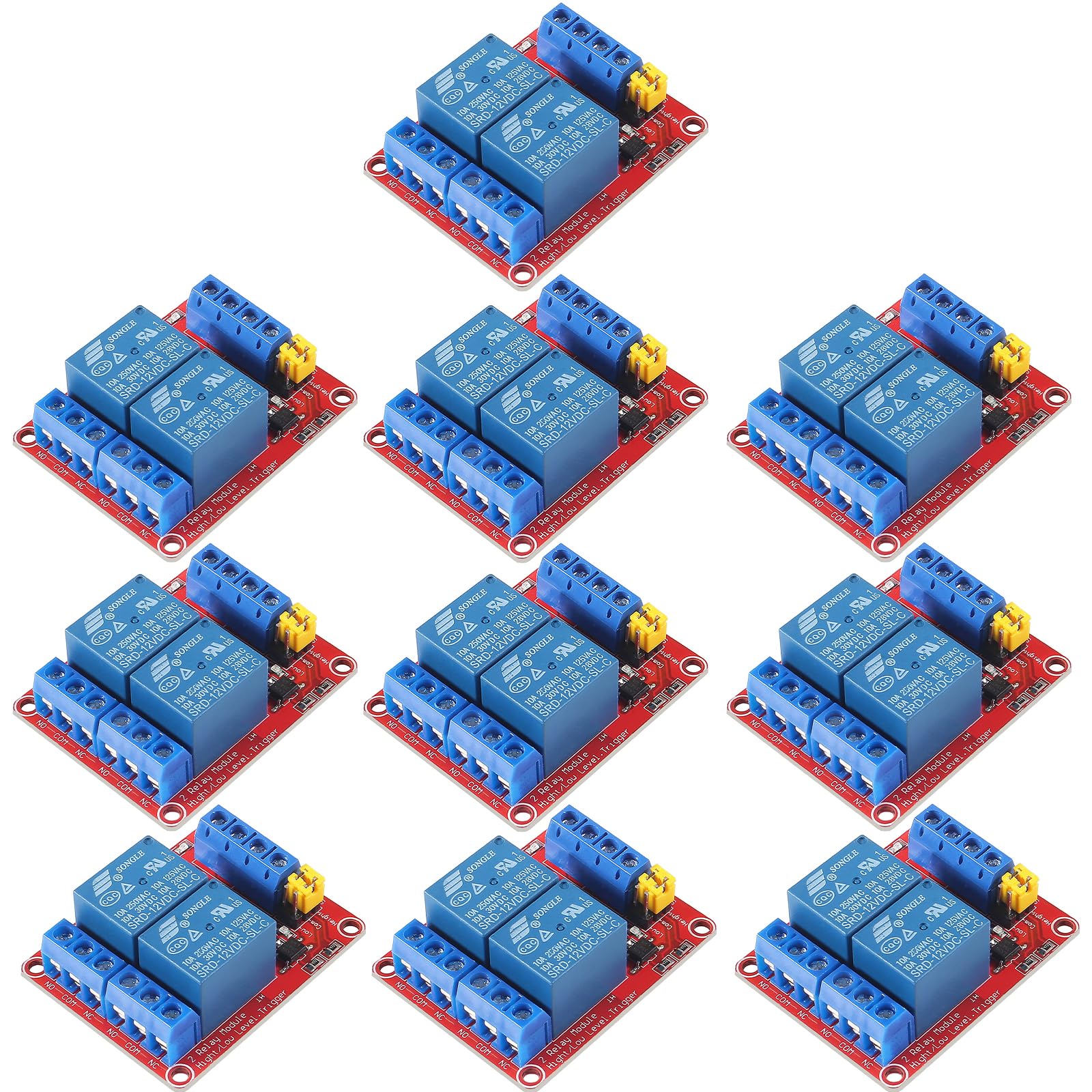 10 PCS DC 12V 2 Channel Relay Module with Isolated