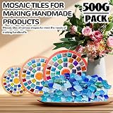 Meschett 500g Glass Mosaic Tiles Irregular Crystal Bulk Blue for DIY Crafts view 2