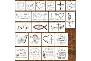 ZCPTZ 21 Pcs Christian Stencils for Painting Reusable Bible Cross Faith Stencils Crafts for DIY Drawing, Walls, Wood Signs, W
