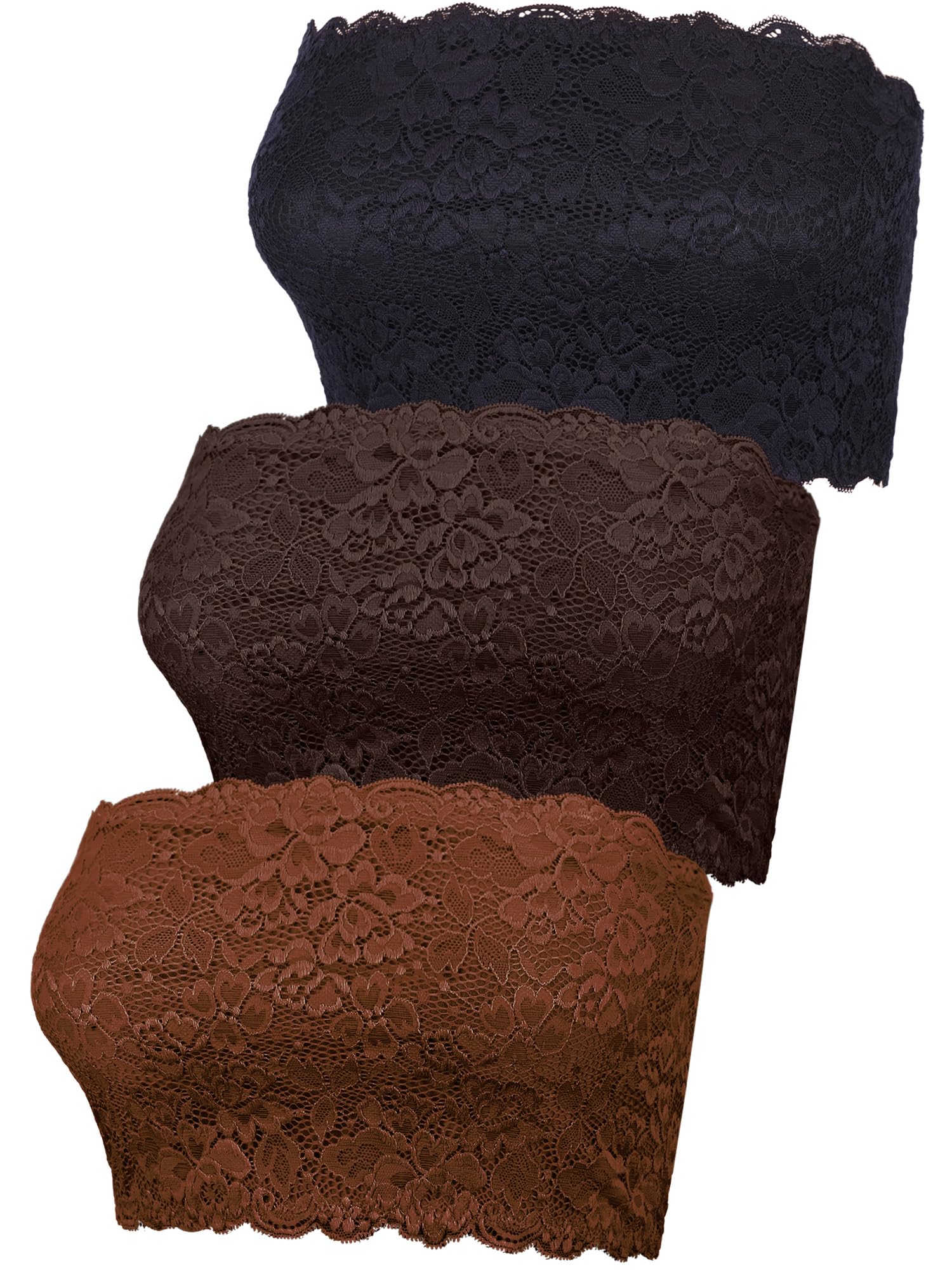 Photo 1 of ****only one***

Boao 3 Pieces Women's Floral Lace Tube Top Bandeau Strapless Bras Seamless Stretchy Chest Wrap(Large,Black,Dark Brown, Caramel)