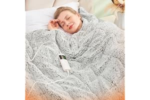 RUJIPO Heated Weighted Blanket for Adults, Weighted Electric Blanket 50x60 Inches 13 Lbs, 2 in1Heating Blanket Throw with Premium Glass Beads, 10 Heating Levels & 5 Timers, Home Office Use, Grey