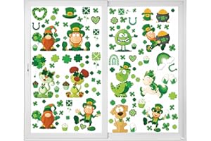 VAWCORNIC 12 Sheets Big Size St Patricks Day Window Clings St Patricks Decor St Patricks Day Decorations Saint Patricks Day Window Decals St. Patricks Day Window Sticker Home School Office Party Supplies