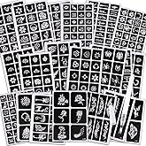 Konsait 291pcs Temporary Tattoos Stencils, 20 Sheets Girls and Boys Glitter Tattoo Kit Templates Face Paint Stencils Body Art