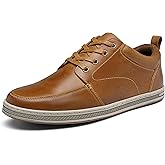 Jousen Men's Leather Fashion Sneakers Retro Dress Business Casual Shoes for Men