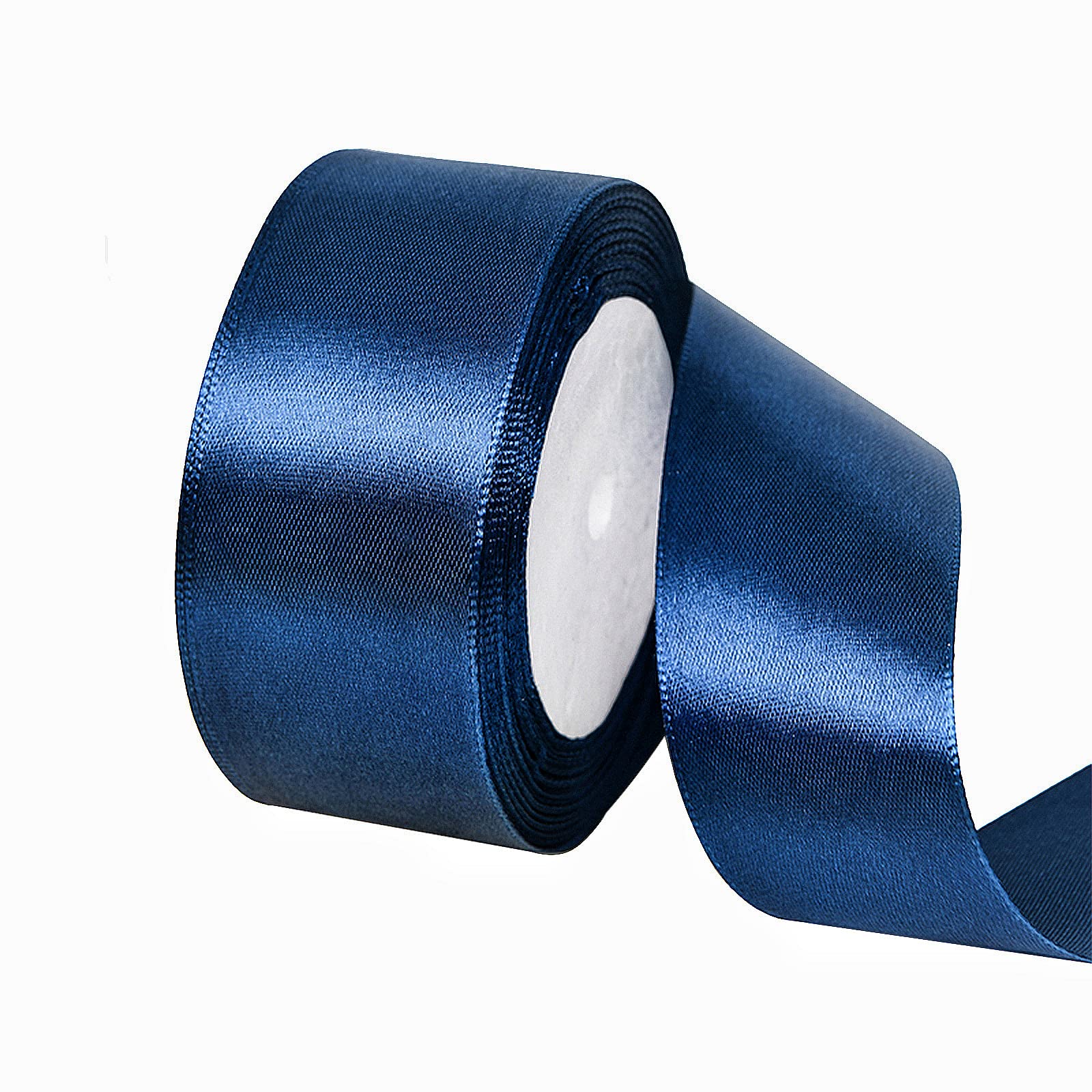POPOYU 40mm Dark Blue Satin Ribbon, 23M 1.5Inch Wide Solid Polyester Fabric Double Sided Satin Decorative Ribbon for Gift Wrapping, Wedding, Floral & Xmas Presents Gift Party Decoratin Ribbons