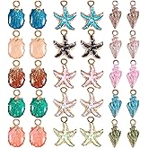 QXUJI 30PCS Metal Starfish Shell Conch Charms for Jewelry Making, Alloy Ocean Enamel Pendant Charms, for Necklace Bracelet Earring DIY Jewelry Making Accessories, 15 Styles