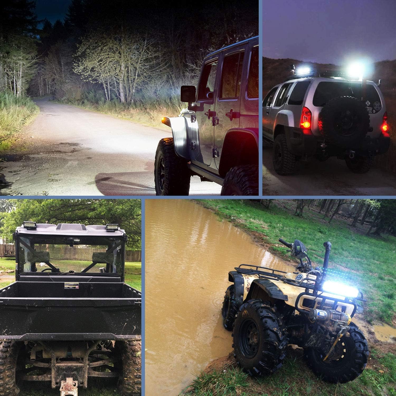 Nilight 18022C-B 6.5Inch 2PCS 6.5 Inch 120W Spot & Flood Combo Bar Driving Waterproof Led Work Light Triple Rows Off-Road Truck Car ATV SUV Jeep Cabin Boat, 2 Years Warranty: Automotive