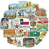 Navy Peony Thrilling Texas State Travel Stickers (28 pcs) - Watercolor, Texan, America-Themed Vacation Decals for Scrapbooking, Journals, Laptop