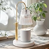 Flameless Candle Warmer Lamp for Jar Candles Large & Small – Dimmable Lamp Candle Warmer Electric with Large Marble Base & Ad