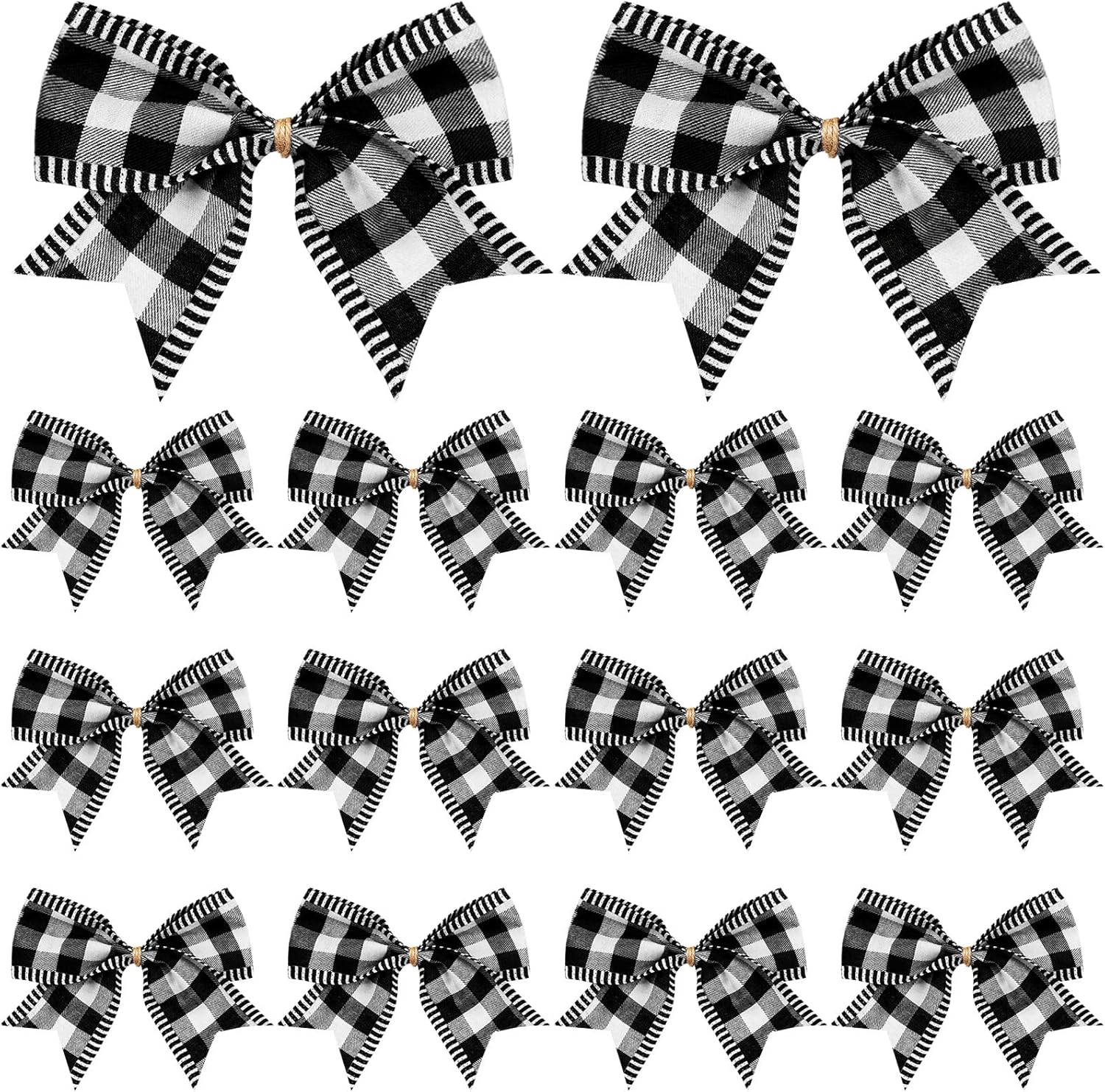 Bows & Ribbons - 12 Pieces 4 x 6 Inches Christmas Burlap Plaid Bow Christmas Burlap Wreaths Bow Christmas Tree Buffalo Plaid Bows Plaid Bows Ornaments for Christmas Tree Crafts Party Indoor Outdoor (Black and White)