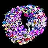 QSJQllo 50 Pcs LED Flower Crowns Headbands,Flower Crowns For Women,Mardi Gras Light Up Headbands Tiara Flower Crown Accessories for Wedding Beach Party Birthday Cosplay Halloween Christmas Day