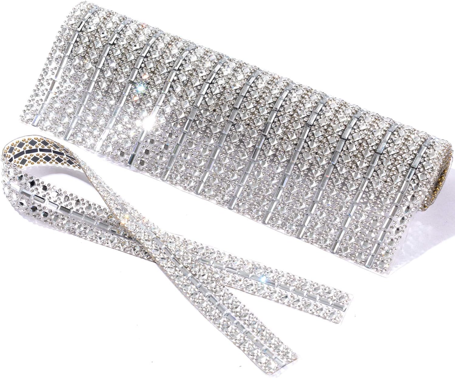 Hot Melt Crystal Rhinestone Ribbon Multi Square Diamond Crystal Ribbon Diamond DIY SelfAdhesive