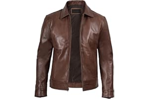 Decrum Real Leather Jacket Men - Classic Vintage Style Real Lambskin Leather Jackets For Mens