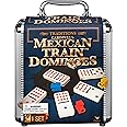 Spin Master Games, Mexican Train Dominoes Set in Aluminum Carry Case, Includes Colorful Trains for Fun-Filled Family Game Nig