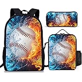 3PCS Baseball Backpack Set for Boys, Lightweight Large Backpack with Lunch Box & Pencil Case, Cool Sport Bookbag for Kids, Back to School Backpacks for Elementary & Middle School - 02
