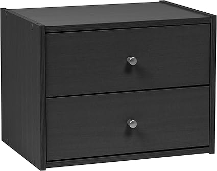 Iris Modular Wood Stacking Storage Box With Drawers Black Amazon