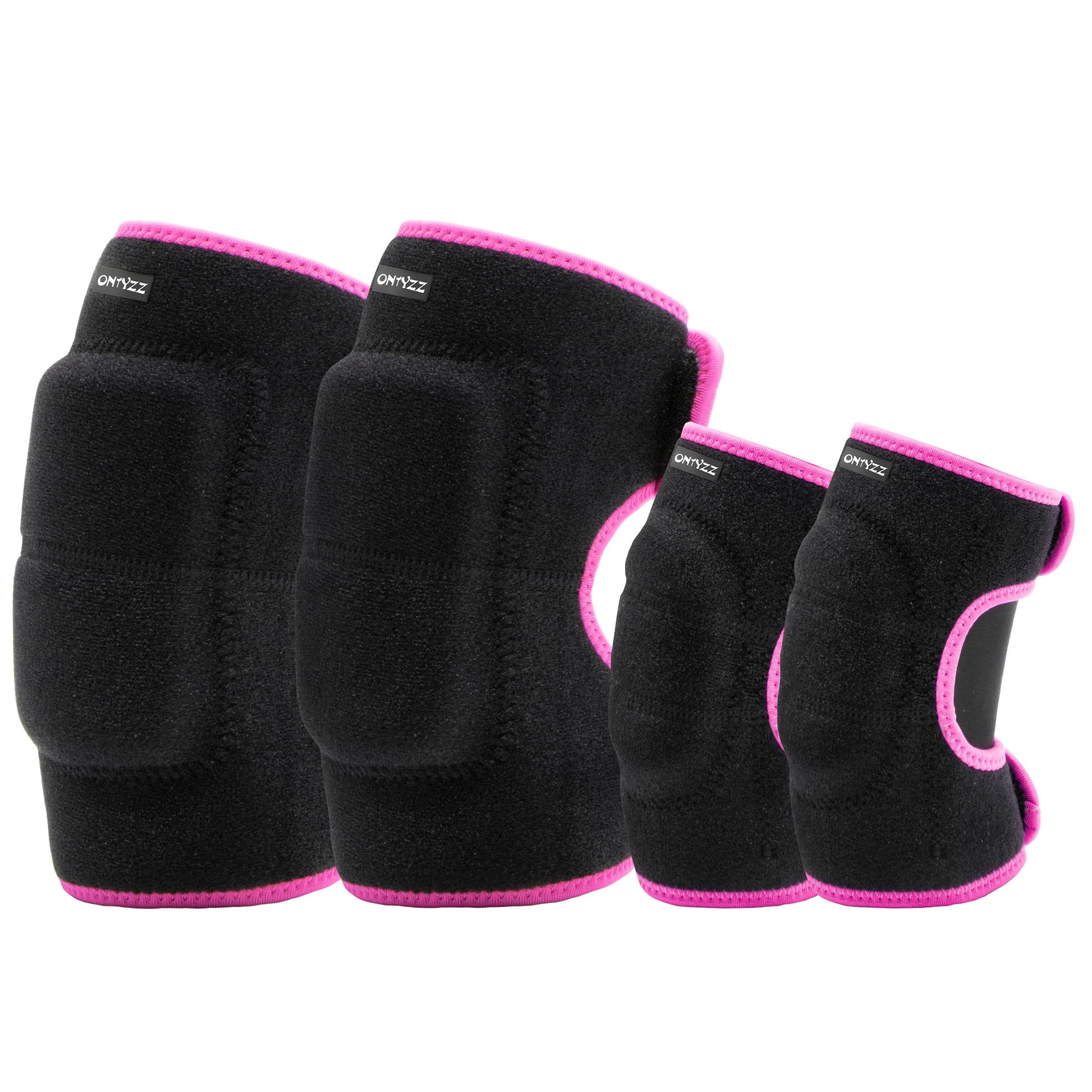 ONTYZZ Children Protective Gear Set Soft Adjustable Kid Elbow Pads Knee Pads for Balance Bike Skateboard Inline Roller Skate Scooter Cycling Ski Black-rose/S