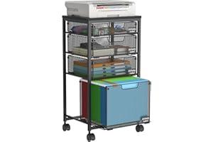 SBANMAO Rolling File Cart, Filing Cabinet with 4 Storage Drawers, Hanging File Folder Organizer Holder Under Desk for Home Office Classroom Organization, Utility Craft Cart with Wheels, Black(Patent Pending)