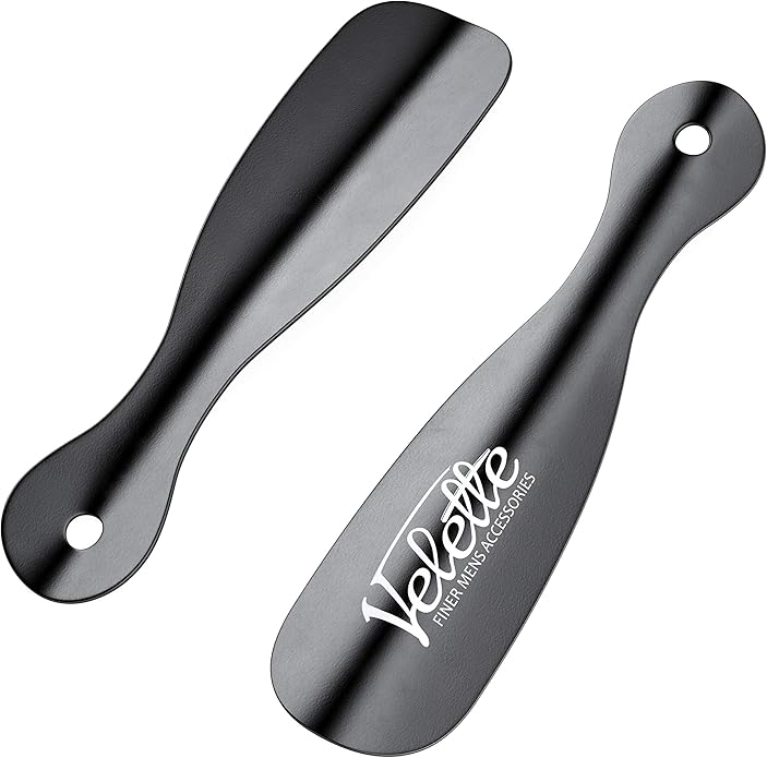 Metal Shoe Horn, 2 Pack 7.5&quot; Long Black Shoe