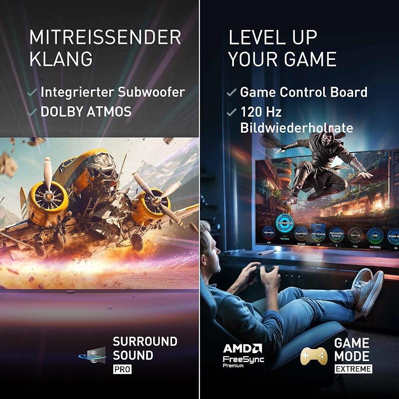 Premium TV-50W85BEZ, W85B Serie, 50 Zoll, 4K Ultra HD QLED Smart TV, 2025, 120 Hz, Fire TV, Dolby Vision und Atmos, Game Mode Extreme, Alexa, Apple Support, Bluetooth, Schwarz