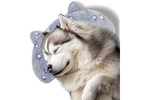 POMESEA Dog Pillows for Large Dogs, Glow in The Dark Soft Neck Pillow, U-Shaped Pillow for Cat and Dog, Machine Washable Toy & Birthday Gift (Glow Blue, L)
