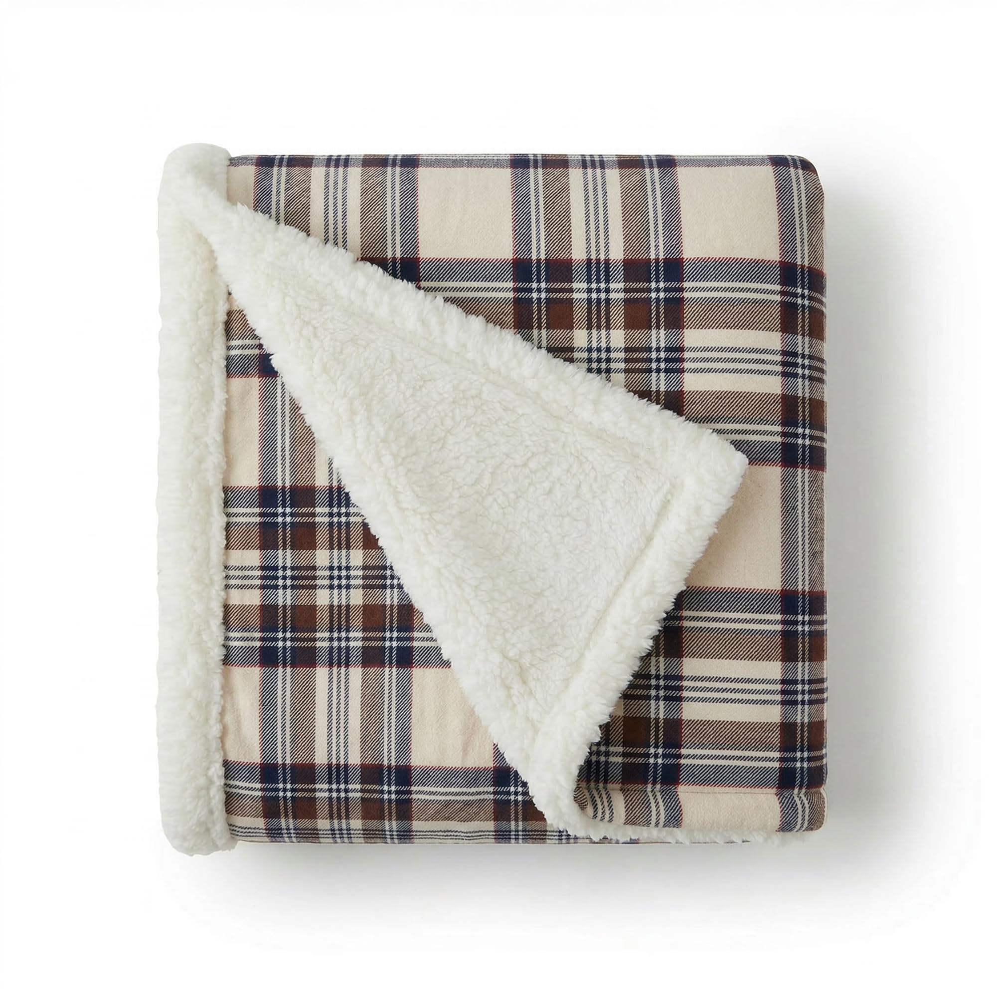 Eddie Bauer - Throw Blanket, Super Soft Reversible Sherpa Fleece Bedding, Ideal Christmas & White Elephant Gifts, Cozy Plaid Throw Blankets for Couch (Edgewood Khaki, Throw)
