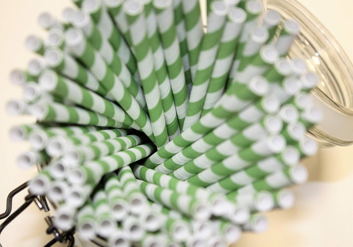 Green & White Striped Paper Straws (6mm x 200mm), Pack Size 500 - Image 4