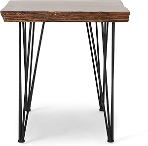 Christopher Knight Home Chana Industrial Faux Live Edge Square Dining Table, Natural / Black