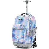 NEW TILAMI 18 Inch Rolling Backpack with Wheels for Girls Boys Kids Laptop Backpack School Travel, Purple Star