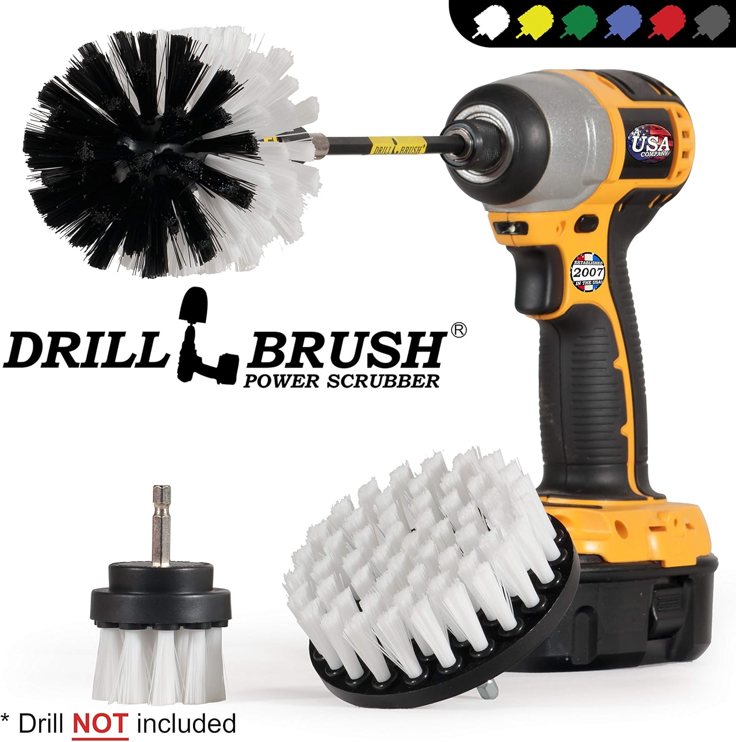 Car Washing and Detailing Power Brush Kit with Longreach Removable