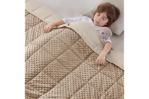 anfie Weighted Blanket Kids(40"x60" 10lbs) Weighted Blanket Cooling Blanket for Sleeping,Throw Size Breathable Blanket with Premium Glass Bead(Khakil)