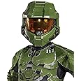 Disguise Halo Infinite Master Chief Mask, Kids Costume Headwear Accessory, Child Size Video Game Inspired Vacuform Half-Mask, Green & Gold